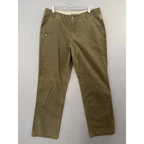 Columbia Women’s 14 (34x32) Green Chino Pants Outdoor Hiking Comfort AL8371 - Picture 1 of 9
